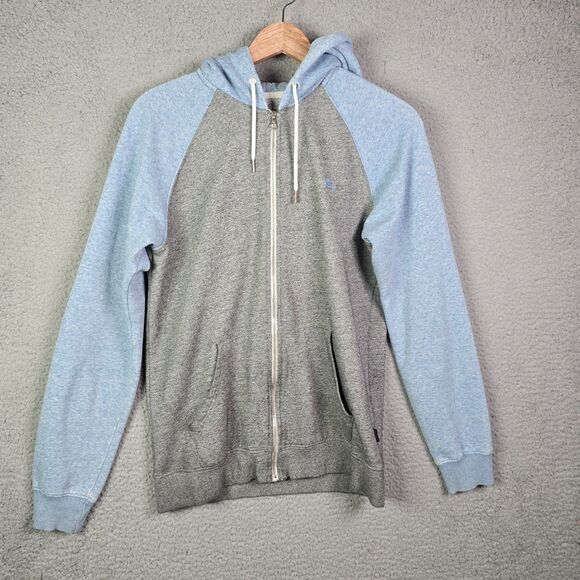 Quiksilver Full Zip Hoodie M Gray & Light Blue Colorblock Streetwear - Picture 15 of 16